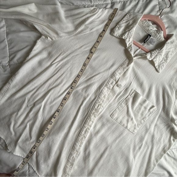 H&M Divided White Long Sleeve Linen Blend Button-Down Shirt Size XL - Picture 6 of 6